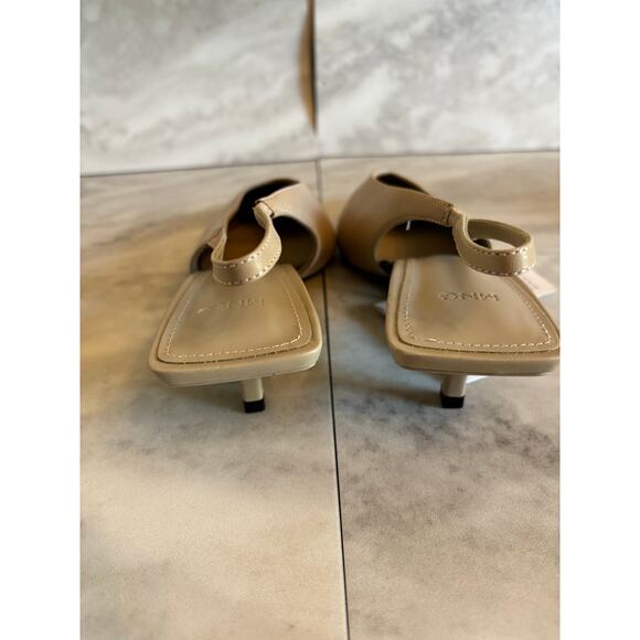 MANGO MNG Women’s Kitten Heel Leather Shoes Slingback Beige Size 8.5 NWOB - Picture 4 of 9